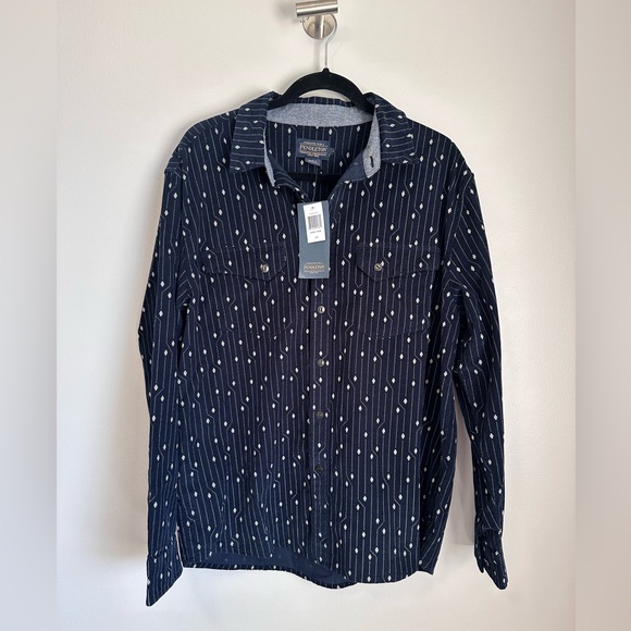 Pendleton Men’s Corduroy Long Sleeve Navy Blue Western Snap Shirt - Size Large - Picture 4 of 15